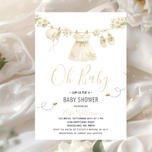 Invitation Vêtements de bébé pour fille pour une baby shower