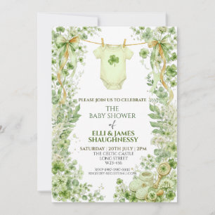 Invitation Vêtements de bébé trèfle vert Baby Shower Irlandai