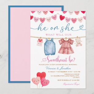 Invitation Vêtements de révélation du sexe de la Saint-Valent