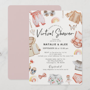 Invitation Vêtements et jouets pour bébés roses Baby shower v