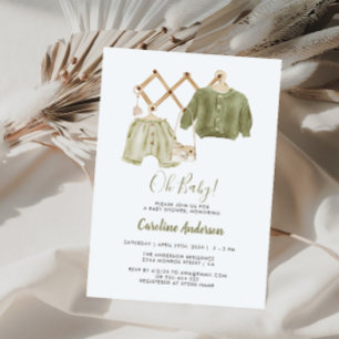 Invitation Vêtements neutres boho Baby Shower