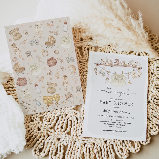 Invitation Vêtements pour bébé Baby shower de la pépinière de (Créateur téléchargé)