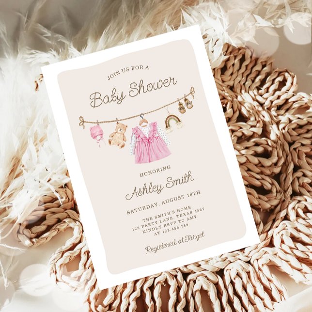Invitation Vêtements pour bébé ligne de linge Boho Baby showe (Créateur téléchargé)