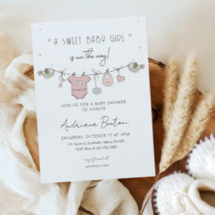 Invitation Vêtements pour bébés Baby shower pour filles