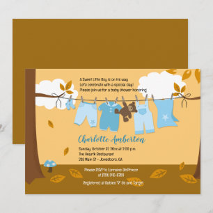 Invitation Vêtements pour bébés d'automne Ligne bleue BOY 5x7
