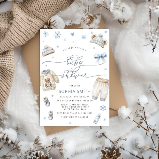 Invitation Vêtements pour bébés d'hiver Baby shower garçon In (Créateur téléchargé)