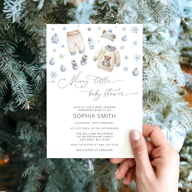 Invitation Vêtements Pour Bébés D'Hiver Un Joyeux Petit Baby  (Créateur téléchargé)