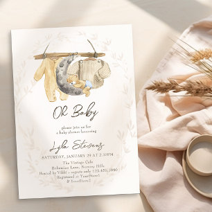 Invitation Vêtements pour bébés et Baby shower neutre pour ou