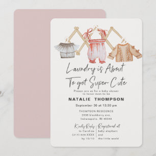 Invitation Vêtements pour bébés roses Lave-linge Baby shower 