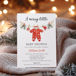 Invitation Vêtements Rouges Fête Bébé Little Baby Shower Baby