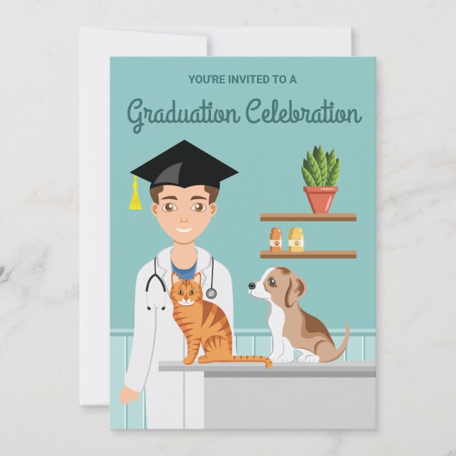 Invitation Vétérinaire Étudiant Vétérinaire DVM Graduation (Devant)