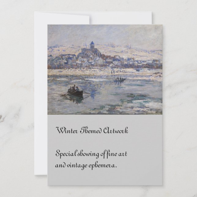 Invitation Vetheuil en Hiver Bateau sur la rivière (Devant)