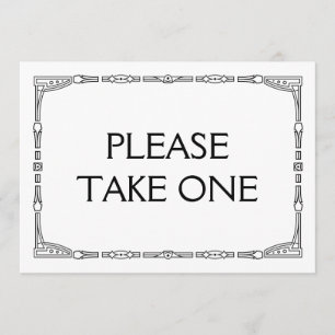 Invitation "Veuillez en prendre un" Panneau de mariage de sty