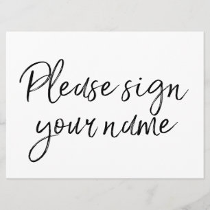 Invitation "Veuillez signer votre nom" Enseigne élégante à le