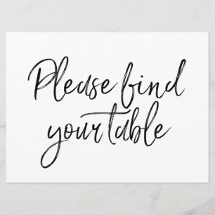 Invitation "Veuillez trouver votre table" Panneau Lettré Élég