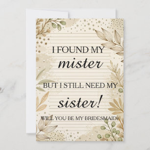 Invitation Veux-tu être ma demoiselle d'honneur?
