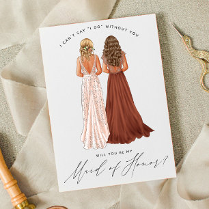 Invitation Veux-tu être ma demoiselle d'honneur? Filles en ro