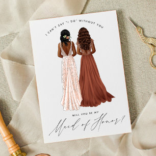 Invitation Veux-tu être ma demoiselle d'honneur? Filles en ro