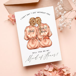 Invitation Veux-tu être ma demoiselle d'honneur? Filles en ro