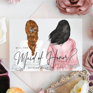 Invitation Veux-tu être ma demoiselle d'honneur? Filles en Ro