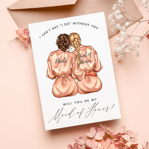 Invitation Veux-tu être ma demoiselle d'honneur? Filles en ro