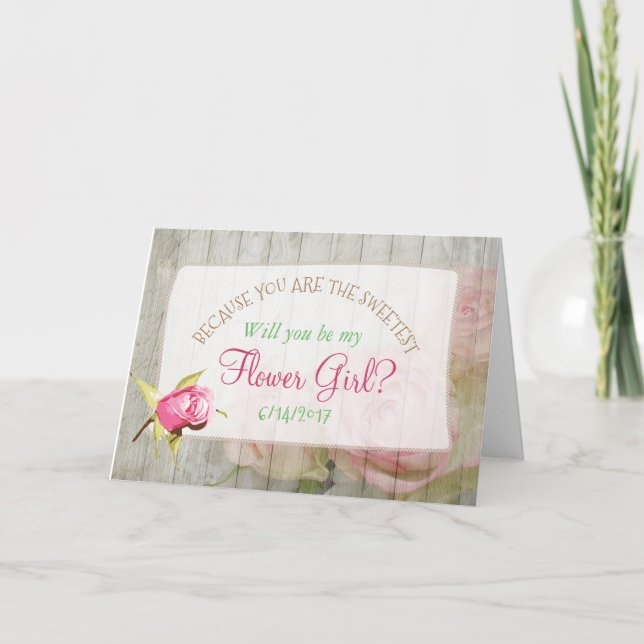 Invitation Veux-tu être ma Demoiselle d'Honneur Fleur Rustiqu (Devant)