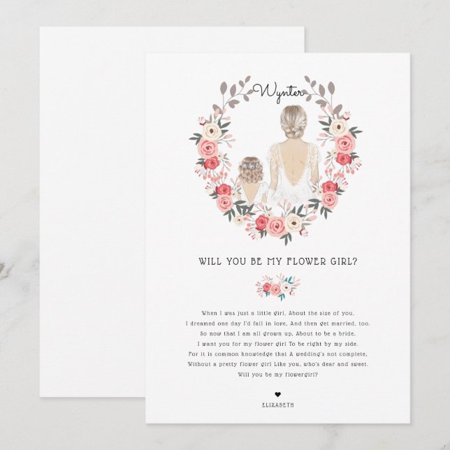 Invitation Veux-tu être ma demoiselle d'honneur pour ma deman (Devant / Derrière)