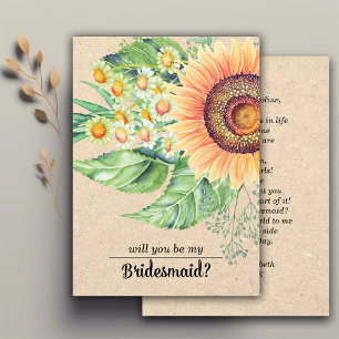 Invitation Veux-tu être ma demoiselle d'honneur? Tournesols r