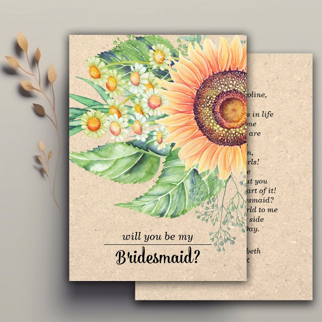 Invitation Veux-tu être ma demoiselle d'honneur? Tournesols r (Créateur téléchargé)