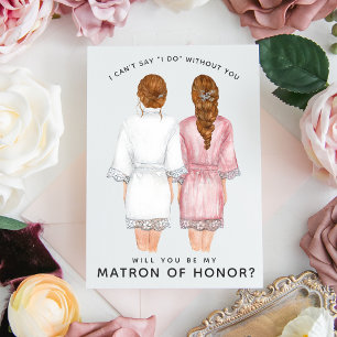 Invitation Veux-tu être ma témoin ? Filles en robe d'intérieu