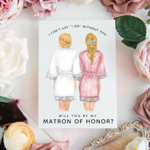Invitation Veux-tu être ma témoin ? Filles en robe d'intérieu