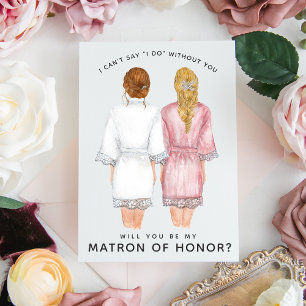 Invitation Veux-tu être ma témoin ? Filles en robe d'intérieu