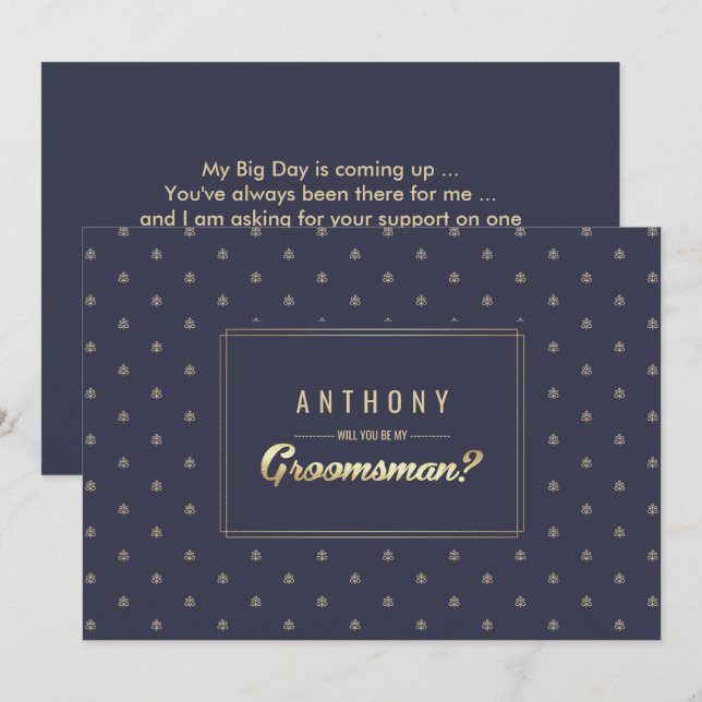 Invitation Veux-tu être mon garçon d'honneur ? Mariage Bleu N (Devant / Derrière)