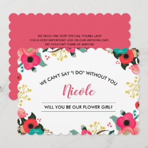Invitation Veux-tu être notre demoiselle d'honneur aux fleurs