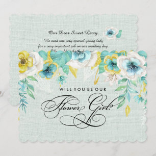 Invitation Veux-tu être notre demoiselle d'honneur ? Fleurs j