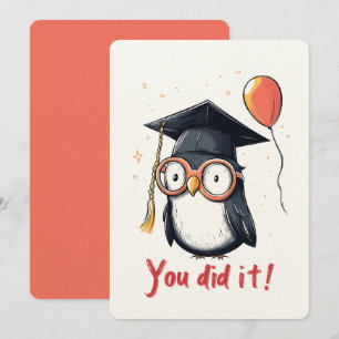 Invitation Vibes De Graduation De Pingouin Smarty - Vous L'Av