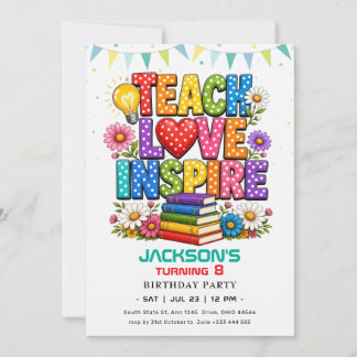 Invitation Vibes de maternelle super école anniversaire rétro