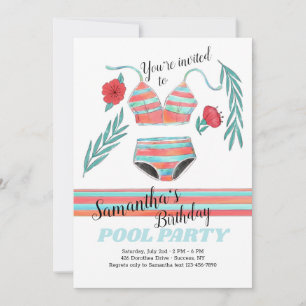 Invitation Vibes d'été Fête de la piscine d'anniversaire