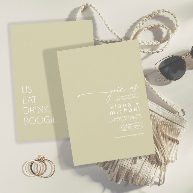 Invitation Vibes du désert Mariage manger Boogie Boogie Sage  (Créateur téléchargé)