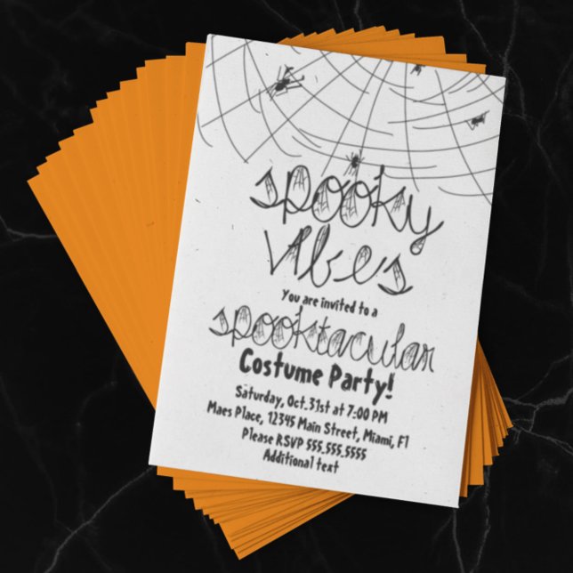 Invitation Vibes éffrayantes Fête d'Halloween des araignées A (Créateur téléchargé)