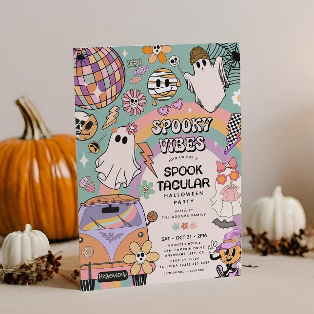 Invitation Vibes éffrayantes Retro Amusement Halloween (Créateur téléchargé)