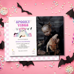 Invitation Vibes éffrayantes Retro Halloween Fantôme Annivers