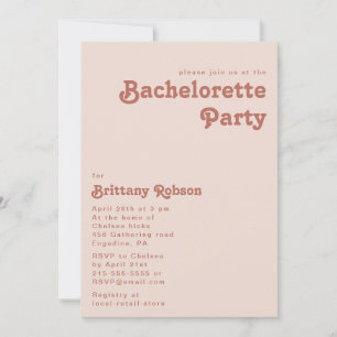 Invitation Vibes rétro simples   Blush Pink Bachelorte Party