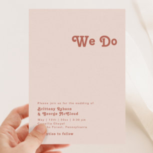 Invitation Vibes rétro simples Blush Pink Nous faisons Mari