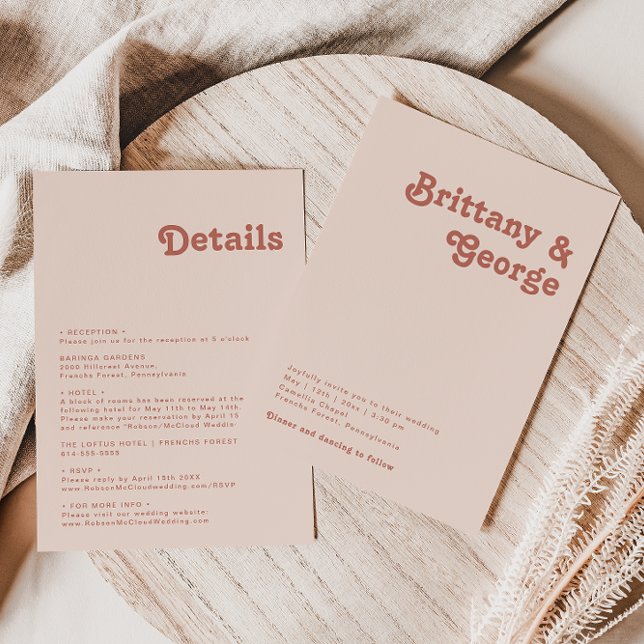 Invitation Vibes rétro simples | Rosée Noire Tout En Un Maria (Créateur téléchargé)