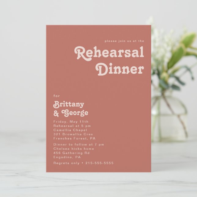 Invitation Vibes rétro simples | Vieux dîner de répétition Ro (Debout devant)