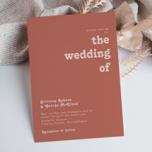 Invitation Vibes rétro simples Vieux Rose Le Mariage de