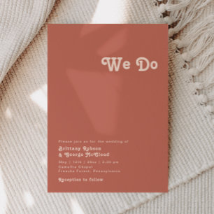 Invitation Vibes rétro simples   Vieux Rose Nous faisons Mari