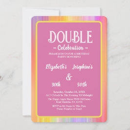 Invitation Vibrant Arc-en-ciel Double joint Anniversaire Célé