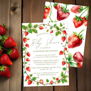 Invitation  vibrant de Baby shower de fraises